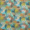 Coated Cotton sea of flowers – ocean blue/terracotta,  thumbnail number 1