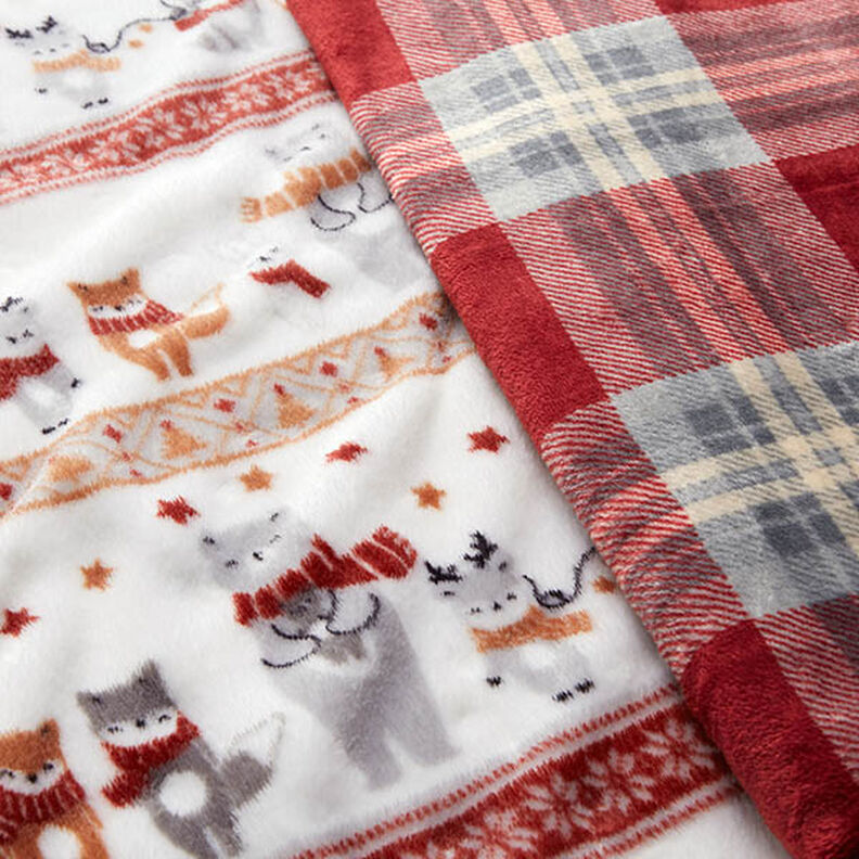 Cosy Fleece Checked – carmine/light grey,  image number 5