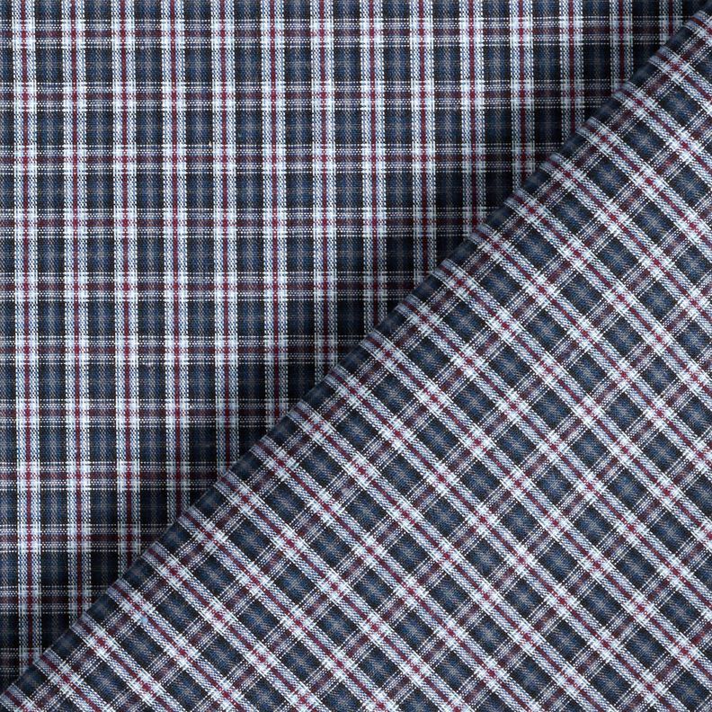 Shirt fabric double check – navy blue/burgundy,  image number 4