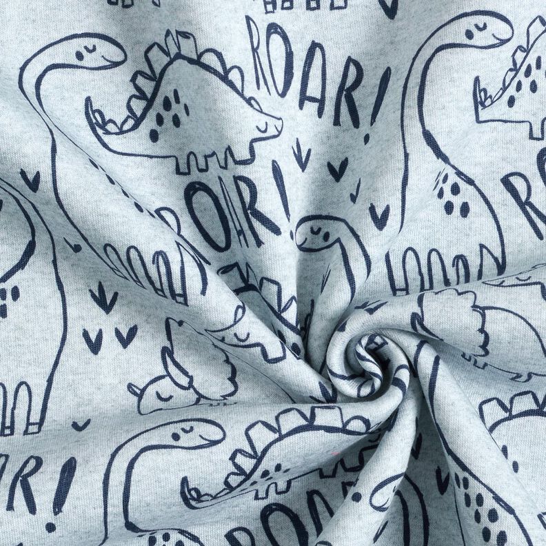 Brushed Sweatshirt Fabric  Dinosaurs Digital Print &ndash; light grey,  image number 3