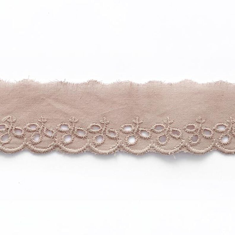 Scalloped Leafy Lace Trim [ 30 mm ] – light brown,  image number 2