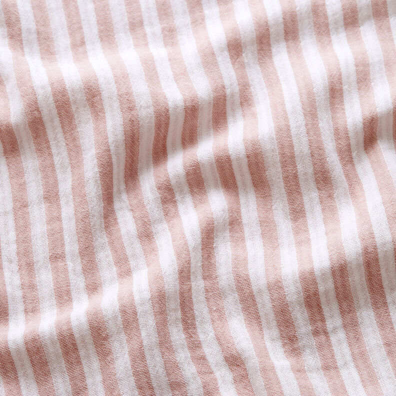 Double Gauze/Muslin Doubleface stripes – dusky pink/white,  image number 2