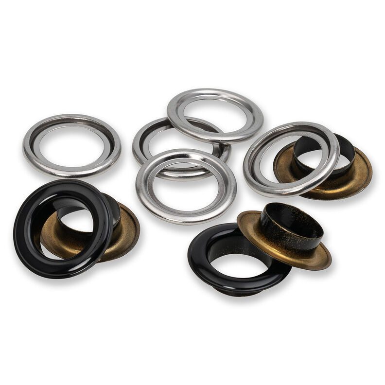 Eyelets with washers [15 pieces | Ø 14 mm] | Prym – black/metallic silver,  image number 2