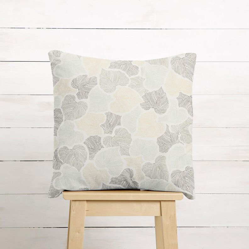 Decor Fabric Half Panama leaf hearts – ivory/reed,  image number 8