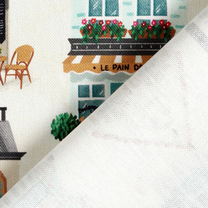 Decor Fabric Half Panama nostalgic houses – offwhite/beige,  image number 4