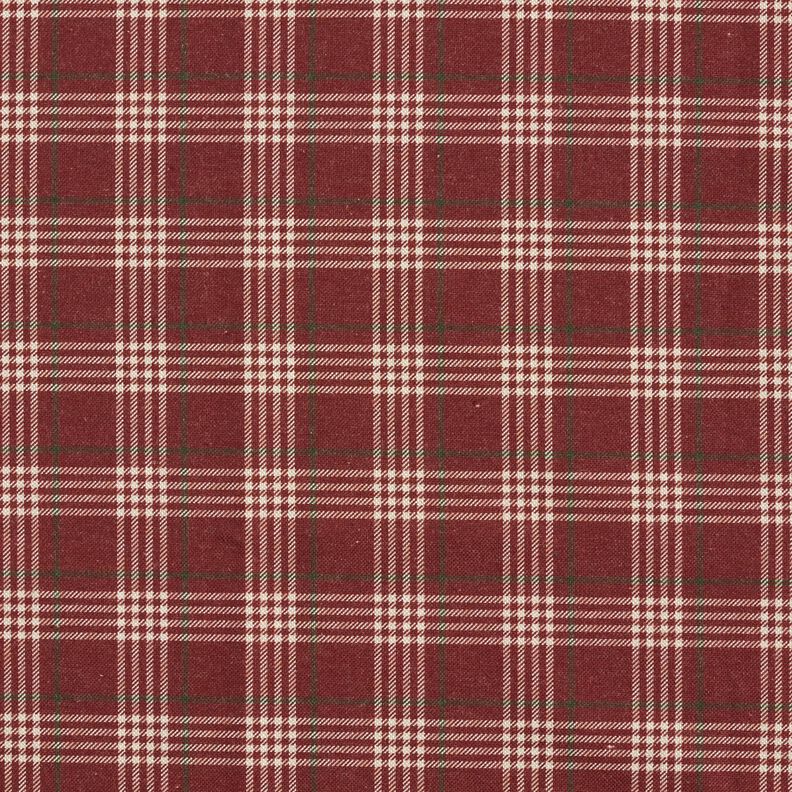 Decor Fabric Half Panama classic check – burgundy/natural, image number 1