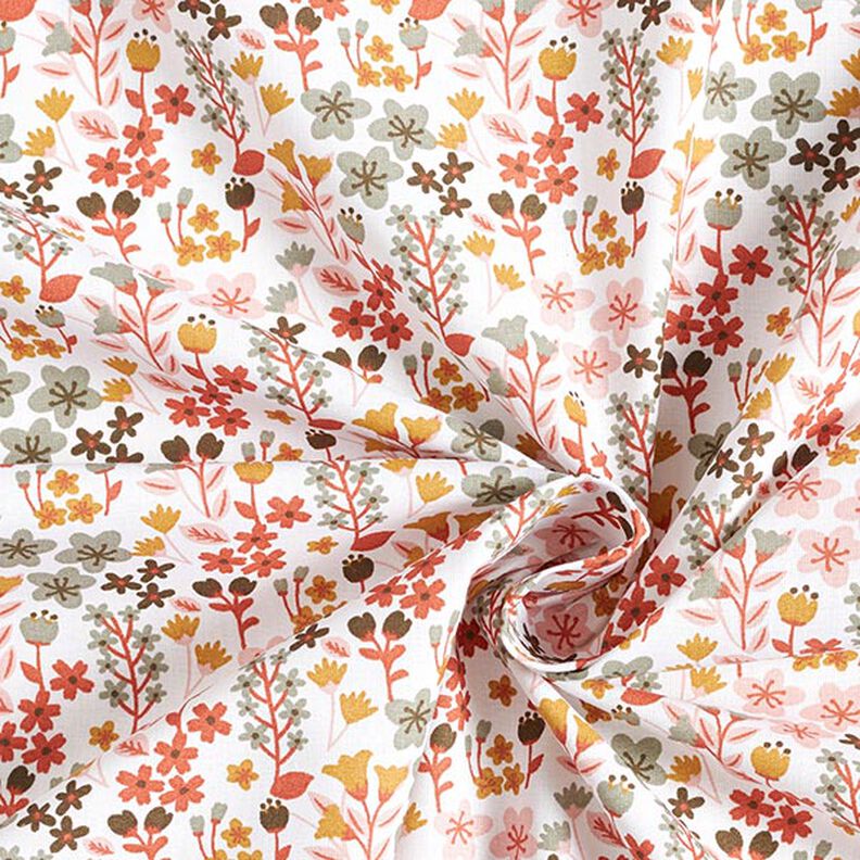 Cotton Cretonne Filigree Flowers – orange/white,  image number 3