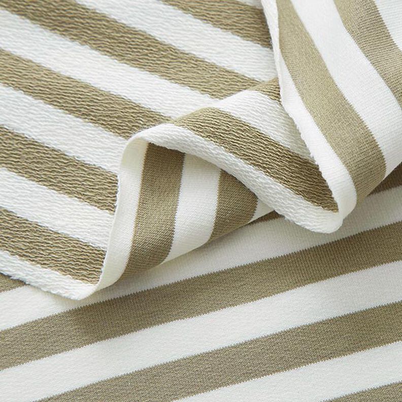 French Terry Yarn-Dyed Stripes – offwhite/light khaki,  image number 3