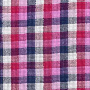 Double Gauze/Muslin checked Doubleface | Poppy Fabrics – lilac/navy blue, 