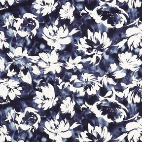 viscose fabric watercolor wild roses – navy blue/offwhite, 