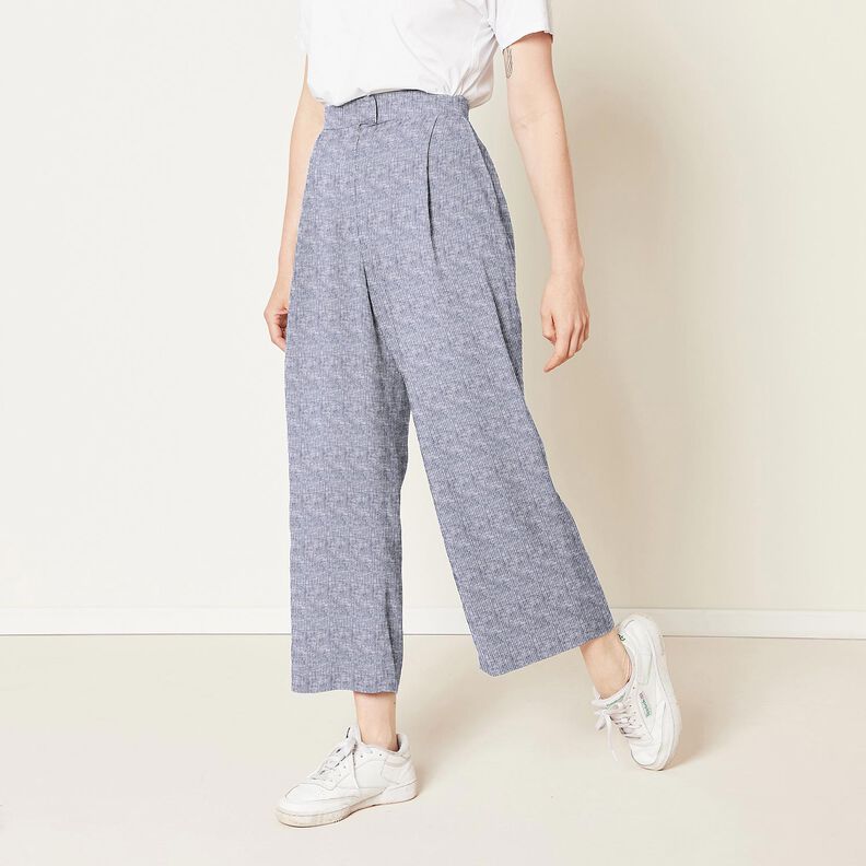 Linen Cotton Blend Narrow Stripes – midnight blue/white,  image number 6