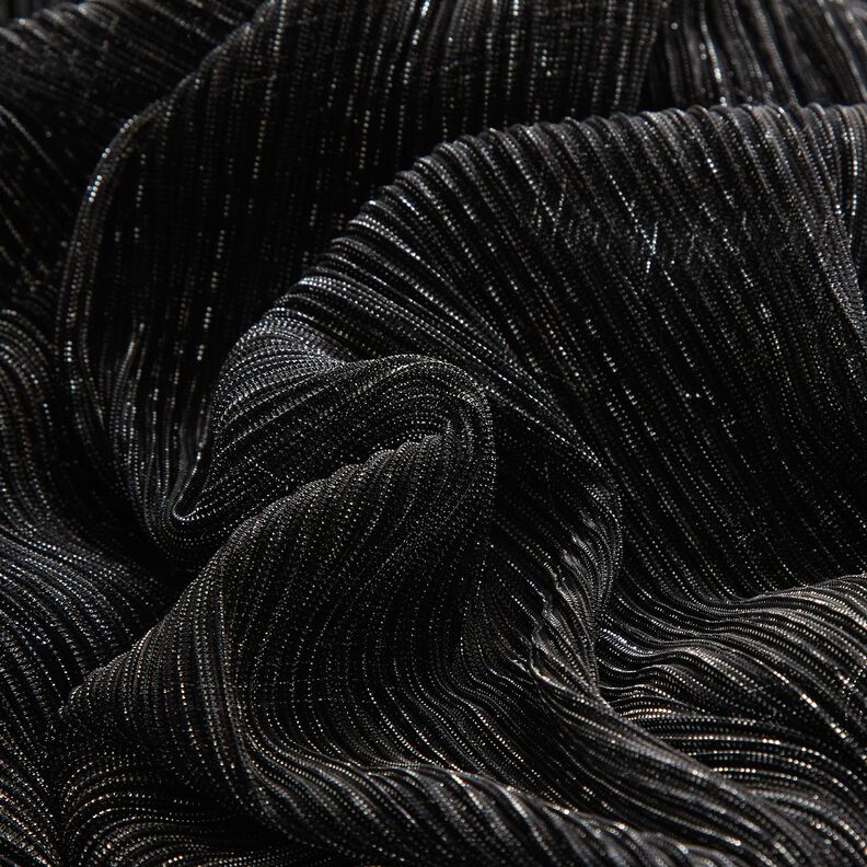 Transparent pleated glitter stripes – black,  image number 5