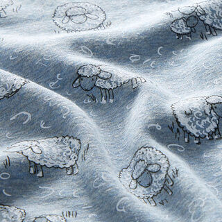 Alpine Fleece sheep in the meadow Mottled – light wash denim blue, 
