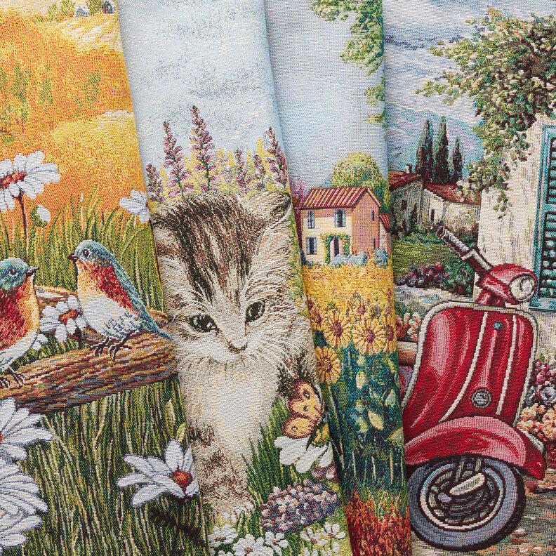 Decorative Panel Tapestry Fabric Vespa – carmine/light beige,  image number 5