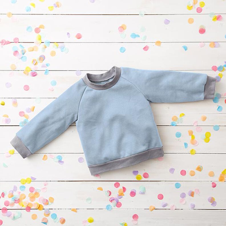 Light Cotton Sweatshirt Fabric Plain – light blue,  image number 7