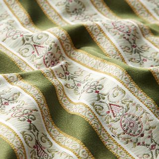 Biedermeier Stripes Jacquard Furnishing Fabric – cream/olive, 