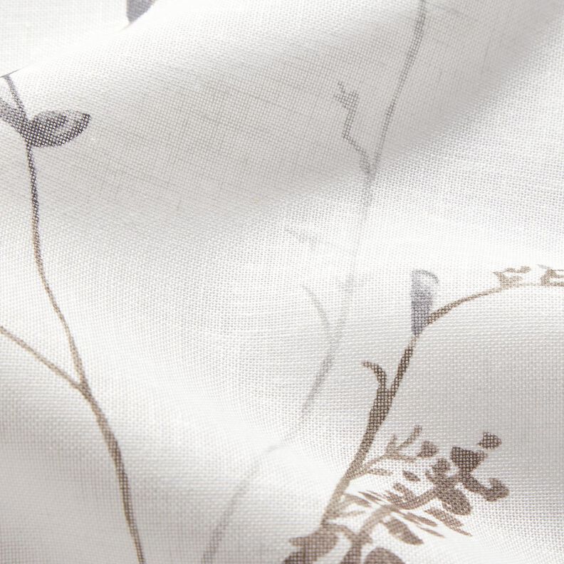 Curtain Fabric Voile Delicate branches – white/silver grey,  image number 5