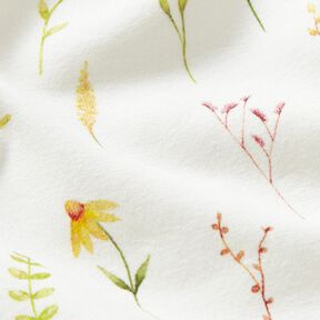 Cotton Jersey watercolour meadow flowers Digital Print – ivory/dusky pink, 