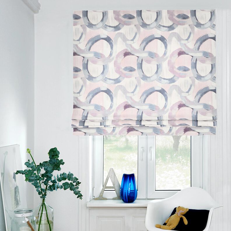 Decor Fabric Half Panama abstract rings – pastel mauve/blue, image number 6