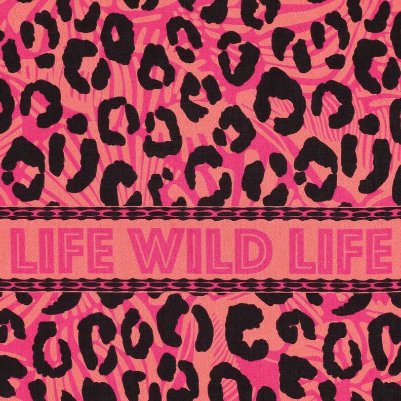Viscose Voile Leo and flowers border design Panel – pink/orange,  image number 6