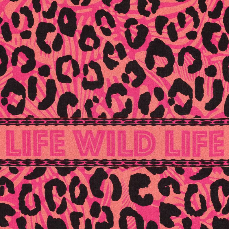 Viscose Voile Leo and flowers border design Panel – pink/orange, image number 6