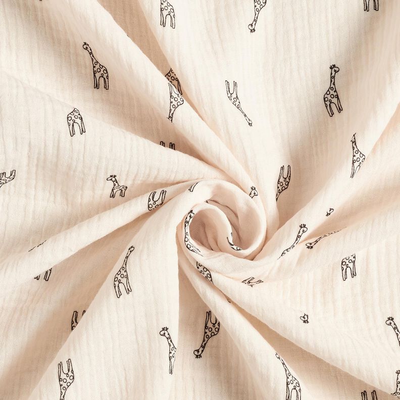 Double Gauze/Muslin Cute giraffes – white, image number 3