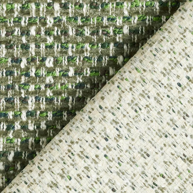 Upholstery Fabric colourful bouclé look – dark pine/cream, image number 3