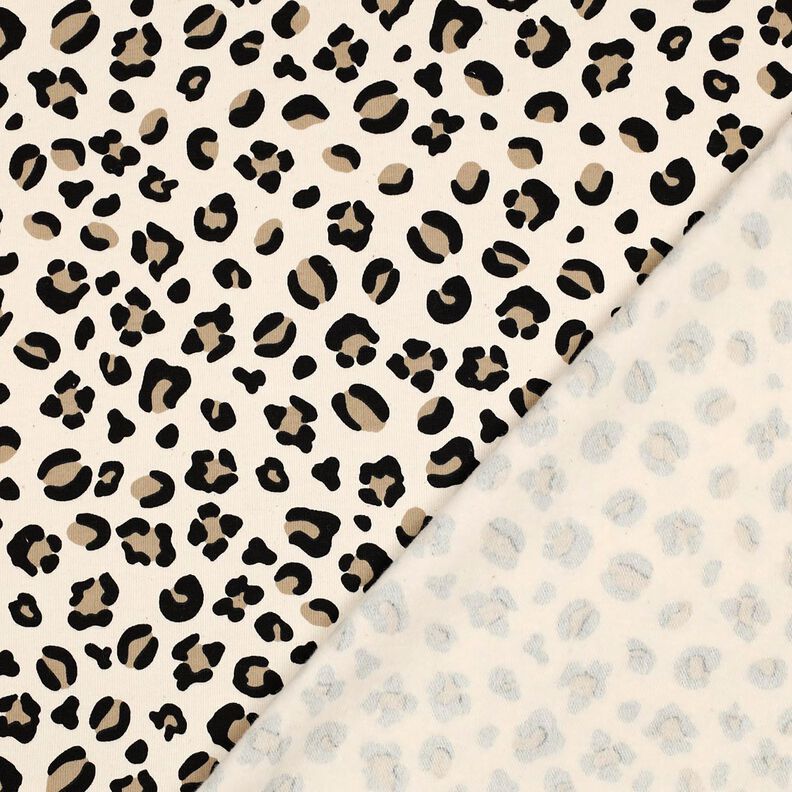 Brushed Sweatshirt Fabric Leopard Print | Poppy Fabrics – cream/anemone,  image number 4