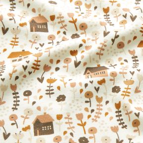 Cotton Jersey little houses on the meadow – offwhite, 