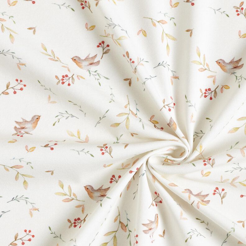 GOTS Cotton Jersey birds in the branches Digital Print – ivory,  image number 3