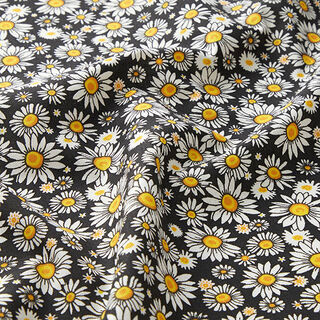 Cotton Cretonne scattered daisies – black/white, 