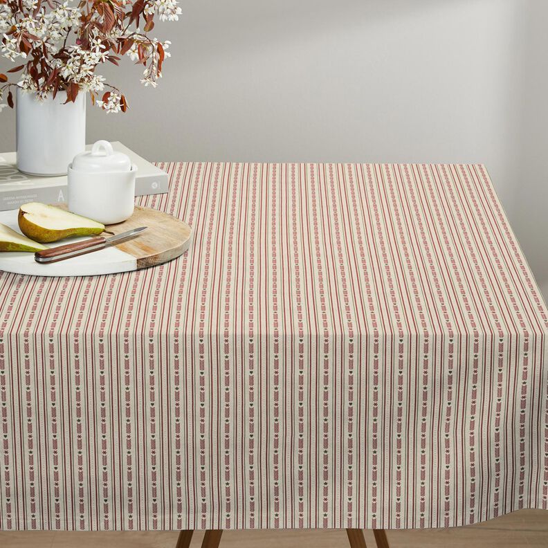 Decor Fabric Half Panama stripes with stars – natural/burgundy, image number 8