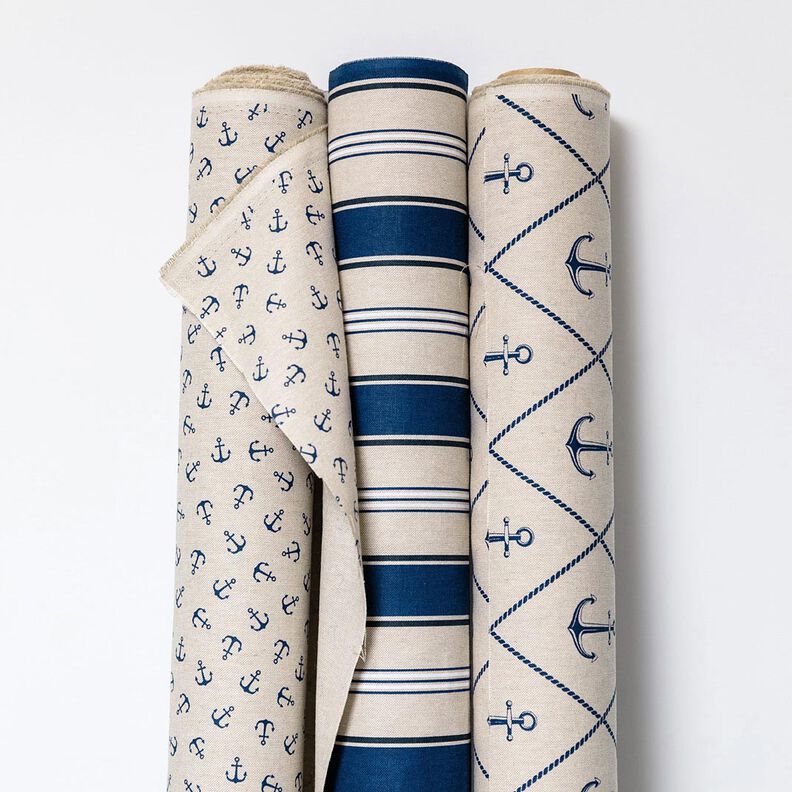 Decor Fabric Half Panama classic anchor – natural/navy blue,  image number 6