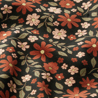Baby Cord Beautiful Glitter Flowers – black/metallic gold, 