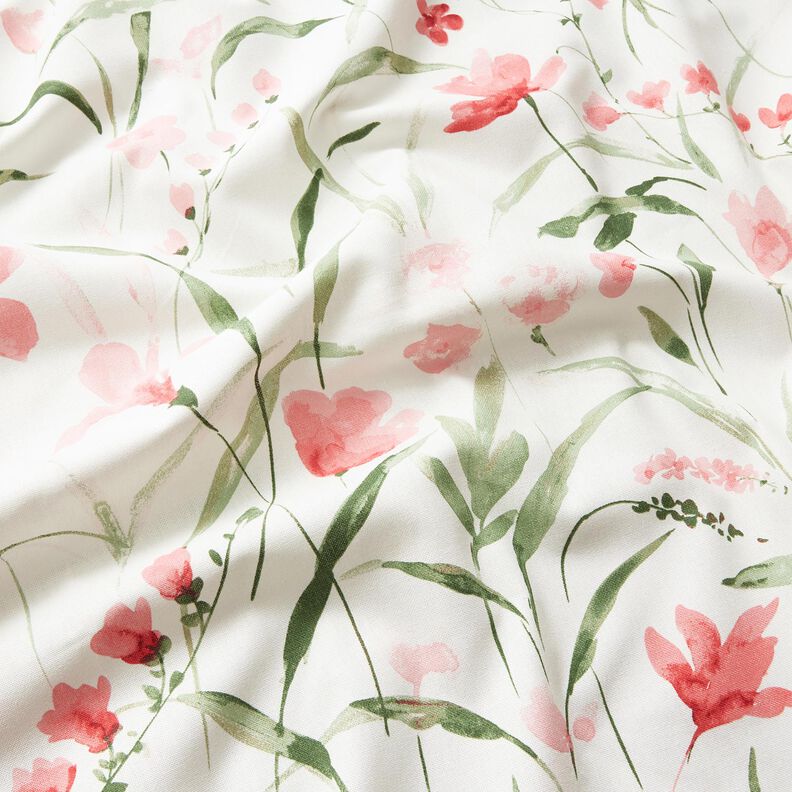 Decor Fabric Half Panama freesias – ivory/light pink,  image number 2
