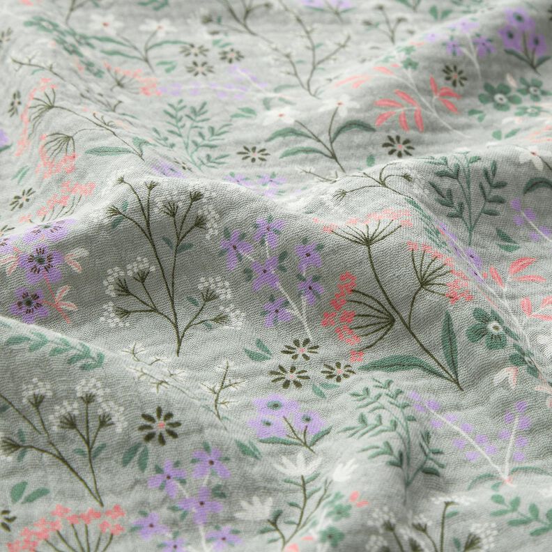 GOTS Double Gauze/Muslin Spring flower meadow | Poppy Fabrics – reed,  image number 2