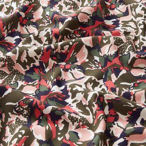 viscose fabric abstract sea of flowers – pale berry/dark pine, 