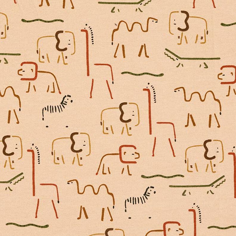 Brushed Sweatshirt Fabric abstract savanna animals – cashew,  image number 1