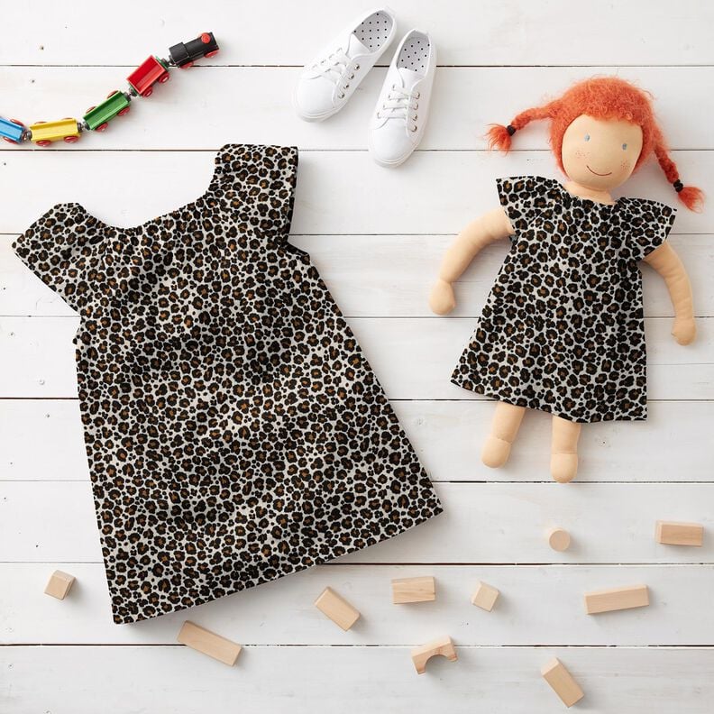 Double Gauze/Muslin Leopard Print – light taupe/black, image number 6