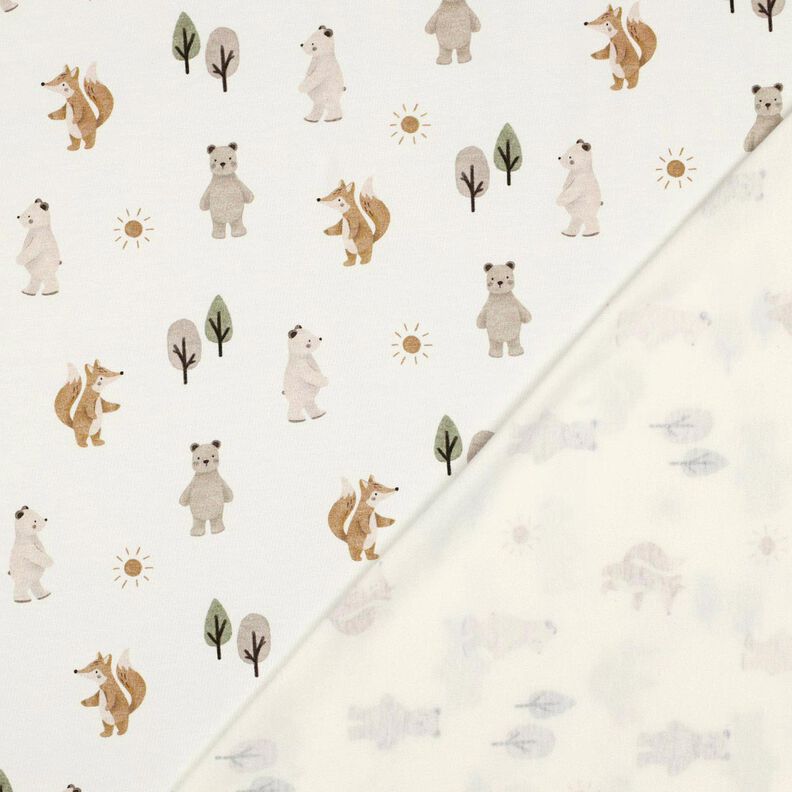 Cotton Jersey animals in the wood Digital Print | Poppy Fabrics – ivory/anemone,  image number 4