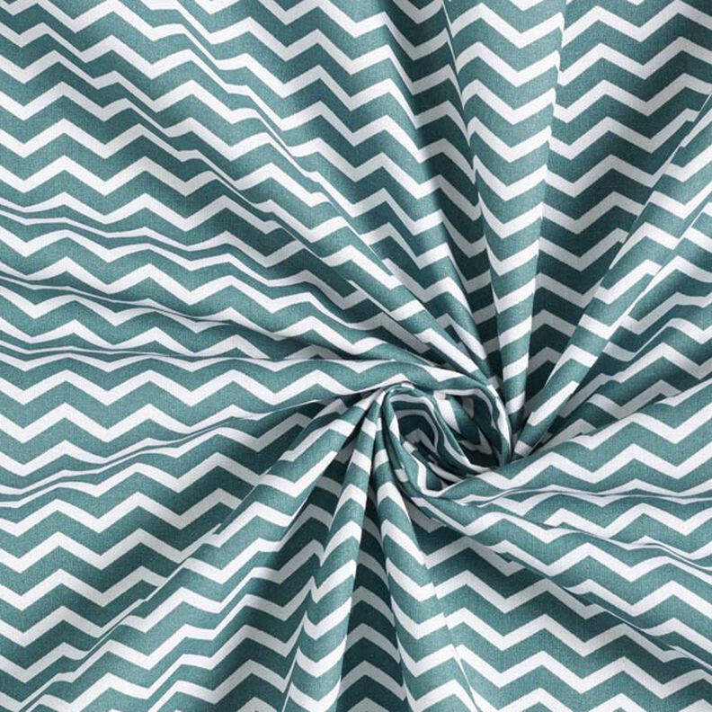 Cotton Cretonne Zigzag – dark green/white,  image number 4