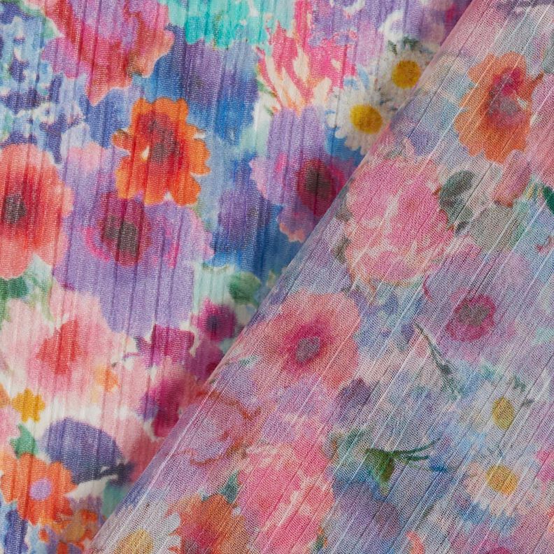Crepe Chiffon flower meadow – pink/blue,  image number 4