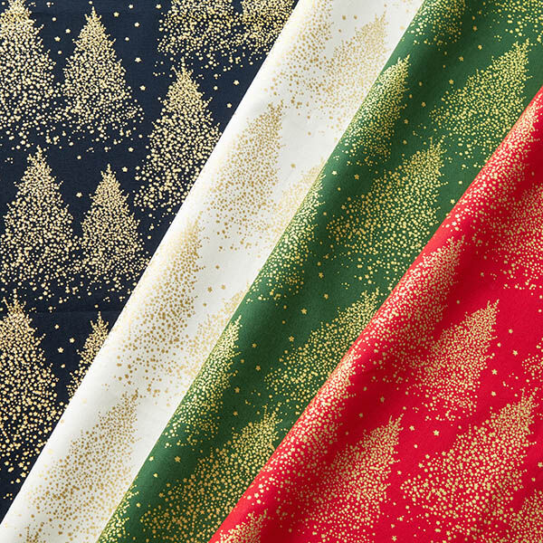 Cotton Poplin Gold Dust Fir Trees – red/gold, image number 5