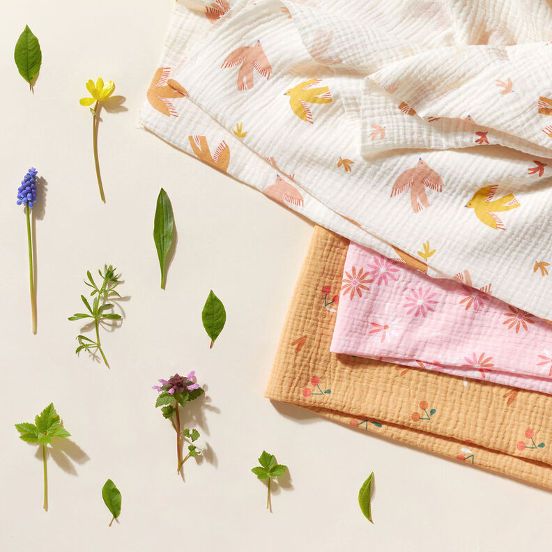 Double Gauze/Muslin Shower of blossoms – rosé, image number 5
