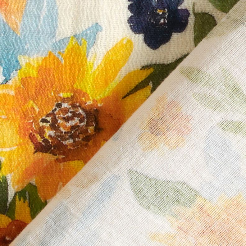 Double Gauze/Muslin sunflower meadow Digital Print | Poppy Fabrics – cream,  image number 4
