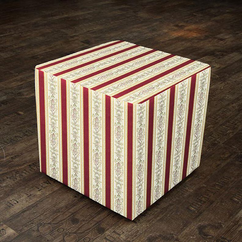Biedermeier Stripes Jacquard Furnishing Fabric – cream/red,  image number 6