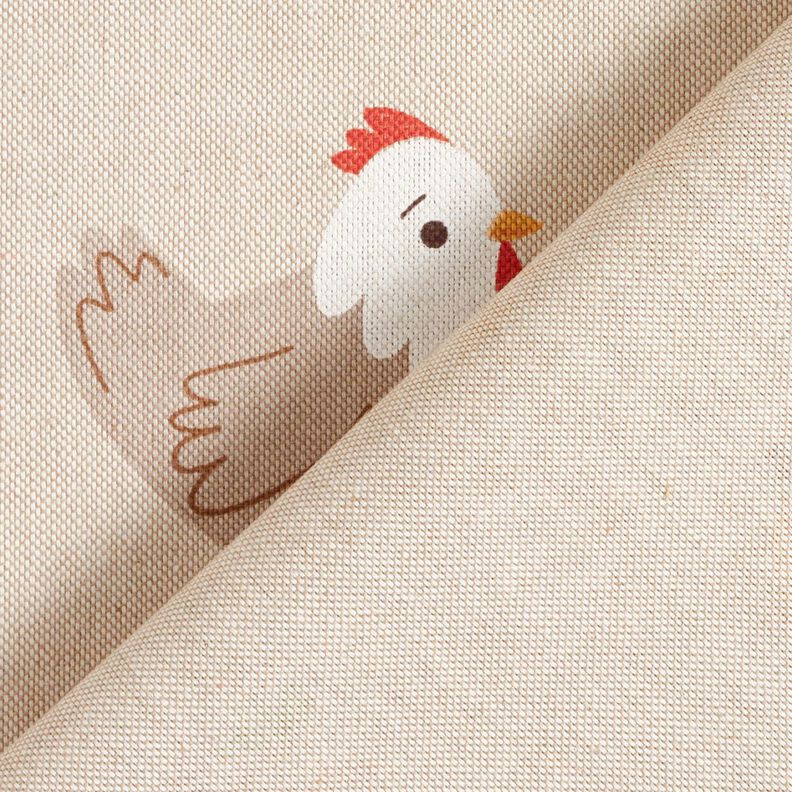 Decor Fabric Half Panama chicken family – natural/brown,  image number 4