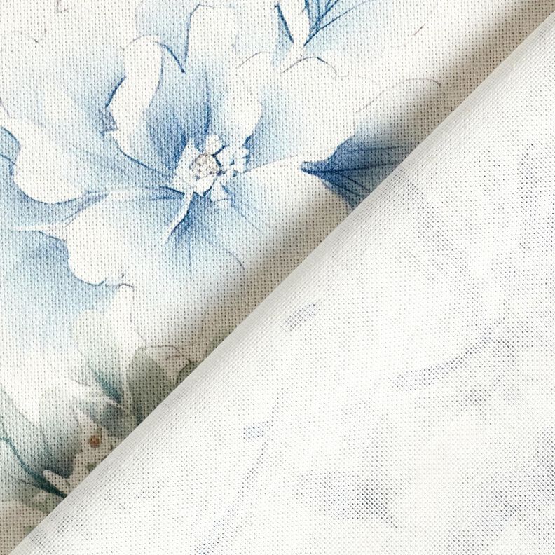 Decor Fabric Half Panama painted branches – white/blue grey, image number 4