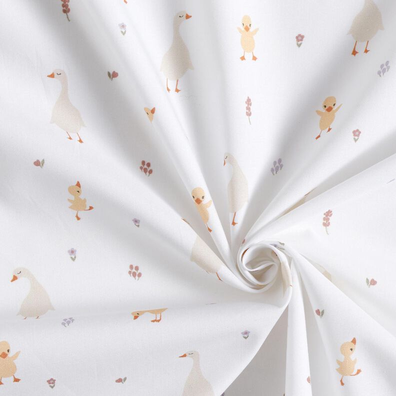 GOTS Cotton Poplin cute geese and chicks | Poppy Fabrics – white,  image number 3