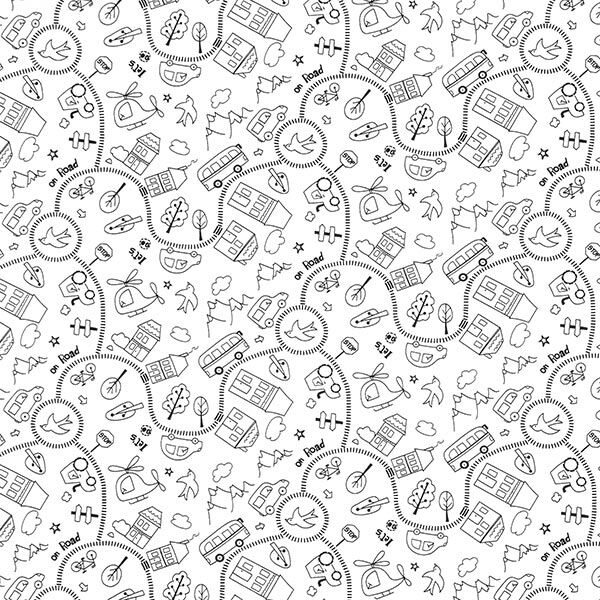 Cotton Poplin Colouring in fabric, on the go – white/black,  image number 1